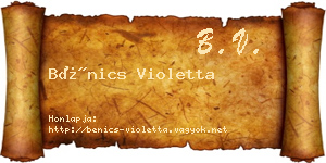 Bénics Violetta névjegykártya